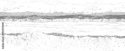 Abstract grey and white textured horizontal bands with granular and linear patterns