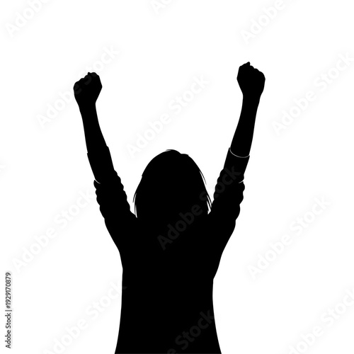 Принти на полотні A young gen celebrating success by jumping with raised hands, Vector and PNG