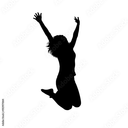 Принти на полотні A young gen celebrating success by jumping with raised hands, Vector and PNG