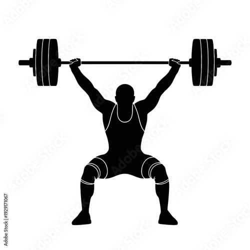 A weightlifter silhouette strength training powerlifting athletic shadow gym fitness, PNG -Generative AI