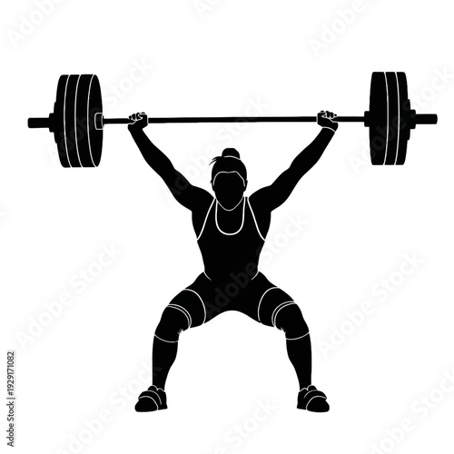 A weightlifter silhouette strength training powerlifting athletic shadow gym fitness, PNG -Generative AI