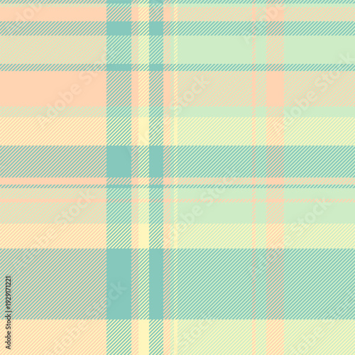 Package pattern fabric tartan, formal background check texture. Tiny textile seamless plaid vector in light and teal colors.