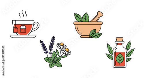 Herbal Infusion Line modern abstract design illustration