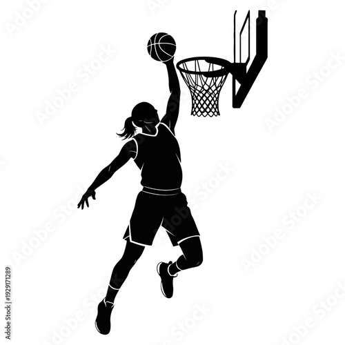 A volleyball player silhouette in dynamic spiking jump pose minimalist black vector sports illustration design