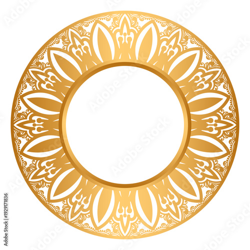 Golden circle mandala frame border