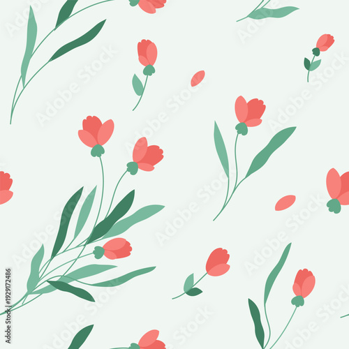 Pink flower seamless pattern. Rose or peony vector illustration. Beauty flowers on pale background. Summer floral ornament. Abstract design for textile, wallpaper, wrapping, perfume, nature cosmetics