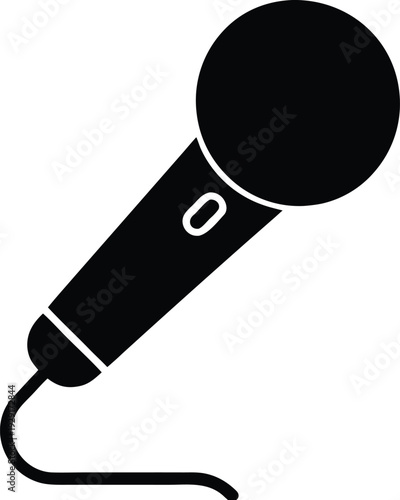 Wired Microphone Silhouette Icon for Music, Podcast, and Public Speaking