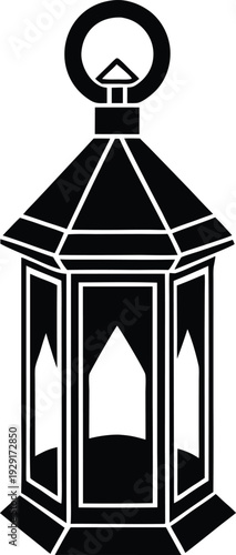Vintage Lantern Silhouette Icon for Decoration and Ramadan