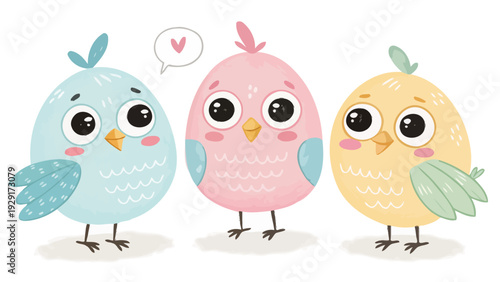 Three colorful birds sharing a loving moment together