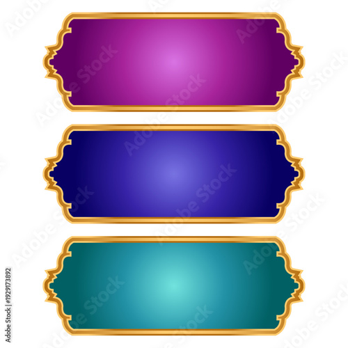 Set Of Luxury Purple, Blue and Pink Arabic Islamic Banner Title Frame Text Box