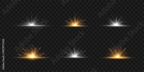 Shimmering flares radiate golden light while white highlights scatter across the canvas. Sparkling dust floats gently in the scene. Perfect for magical or festive visuals.