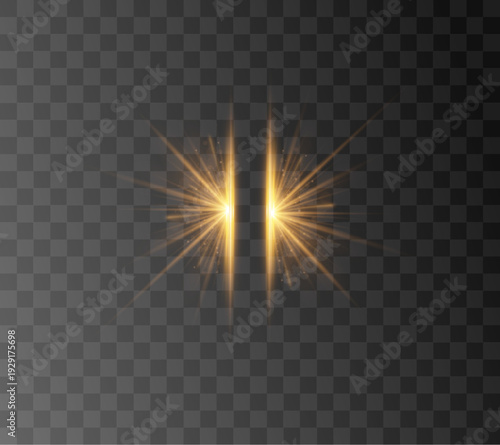 Radiant yellow spark particles float around a luminous white flare. Soft light gradients expand outward smoothly. Suitable for festive or magical artwork.