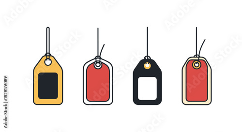 Hanging tag Line art minimal digital color illustration