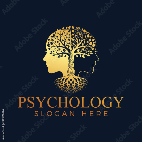 Psychology concept with tree growing from two human heads