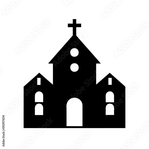 Silhouette of a quaint church building with a cross on top