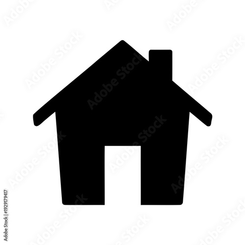 Black simplistic house silhouette on white backdrop perfect for icons and symbols