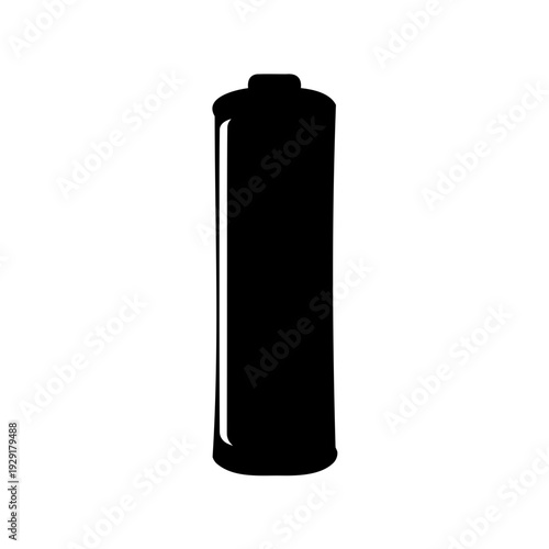 Black silhouette of a cylindrical battery on a clean white background