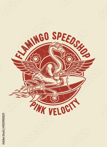 Flamingo Speedshop Pink Velocity Logo Design.