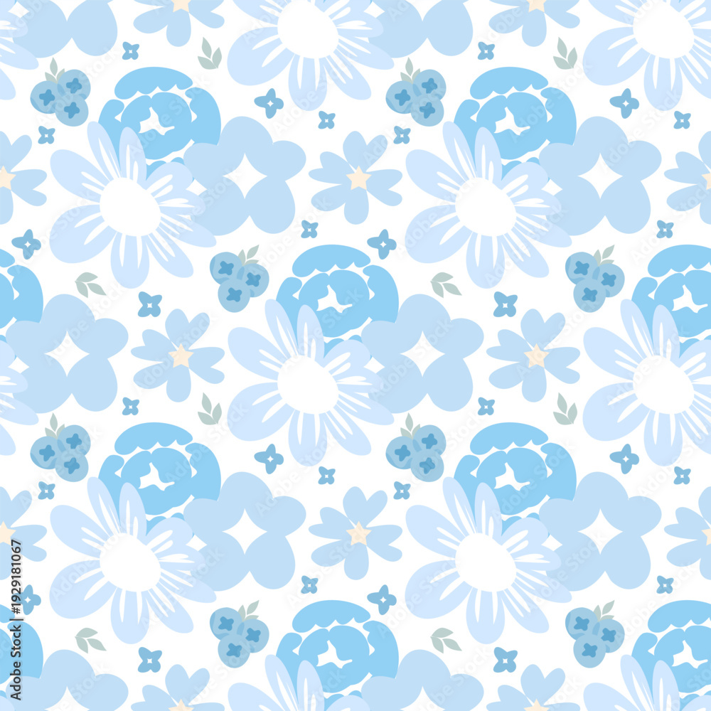 Fototapeta premium Hand-drawn minimal floral seamless pattern for textile and wallpaper.