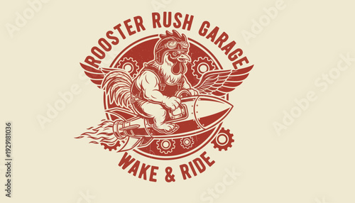 Vintage Garage Logo with Rooster Design.
