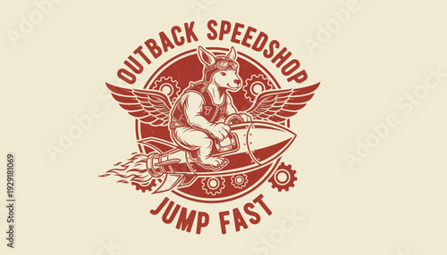 Vintage Jet Ski Logo Design with Wings.