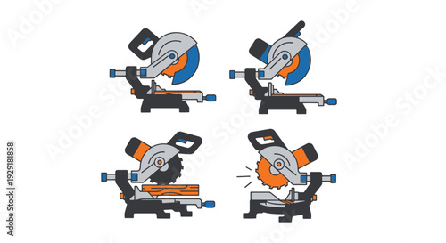 Miter Saw Line art soft colorful abstract illustration