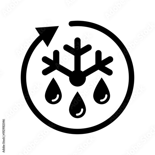 Defrost icon, label, logo, badge, sign, symbol, sticker, banner, black, line, flat vector, isolated illustration. Frozen product vector food package label. Fresh frozen product, snowflake icon set.