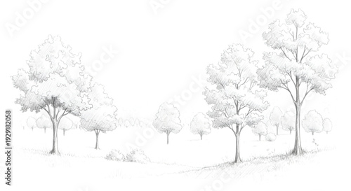 Ornamental shrub and tree set for modern garden layout drawing