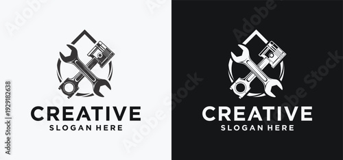 Mechanic Logo – Bold Automotive Black and White Vector Emblem
