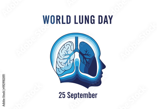 World lung day september 25th medical illustration