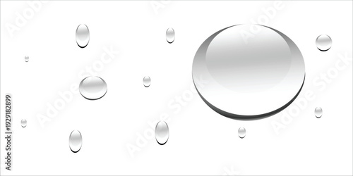Water Droplets on Smooth Silver Surface Reflecting Light Creating a Clean Aesthetic with Abstract Pattern