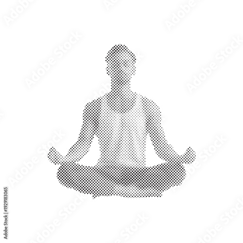 Man Practicing Yoga Meditation in Halftone Style
