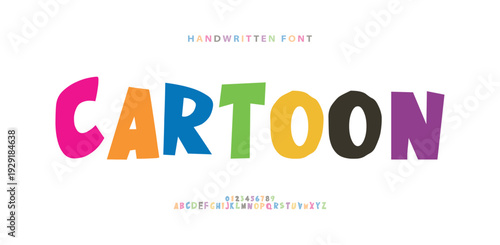 Cartoon colorful alphabet, playful letters, funny festival font for bright fiesta logo, mexican headline, birthday and greeting card typography, thank you phrases. Vector typographic design.
