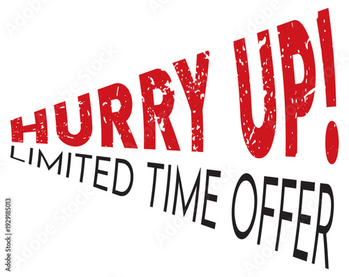 Hurry up limited time offer sale promotion typography banner isolated on transparent background