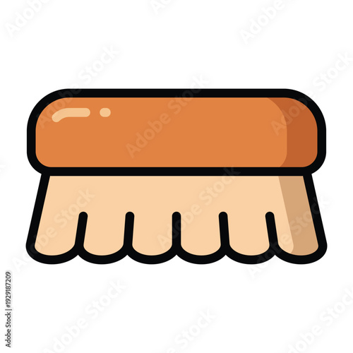 Color line illustration of a cleaning brush. Minimal modern style symbolizing scrubbing, hygiene, and household cleaning activities on white background.