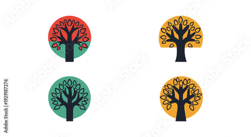 Life tree Line art soft tone color illustration