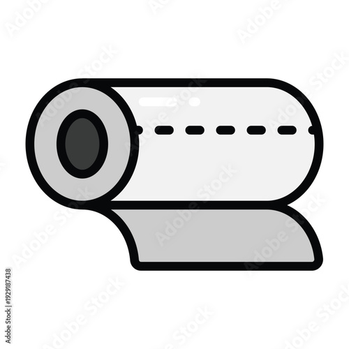 Color line illustration of a toilet paper roll. Clean minimal style with soft colors, ideal for bathroom, sanitation, hygiene, and household themed visuals.