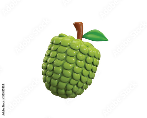 Custard Apple icon 3d render concept of healthy organic custard apple fruits icon vector illustration