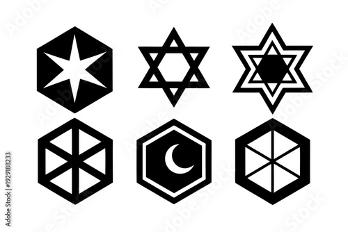 Geometric and Celestial Icons: Stars, Moon, and Sacred Geometry Symbols