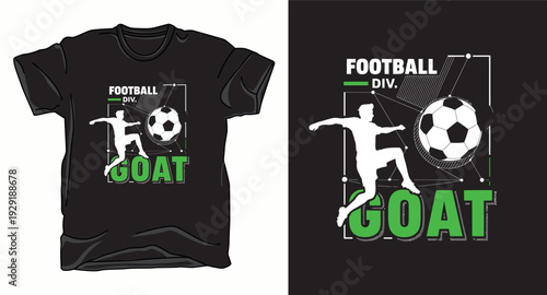 T-shirt design print illustration Football division goat graphic design for t-shirt mockup with soccer player silhouette