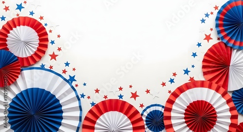 Celebrate labor day with patriotic fan decorations and red white blue star accents