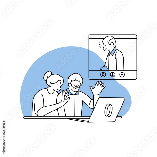 Online Meeting From Home Illustration