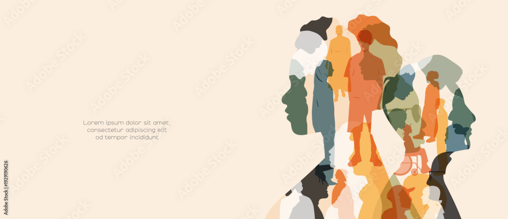 Εκτύπωση καμβά Silhouettes of different people in silhouettes of faces