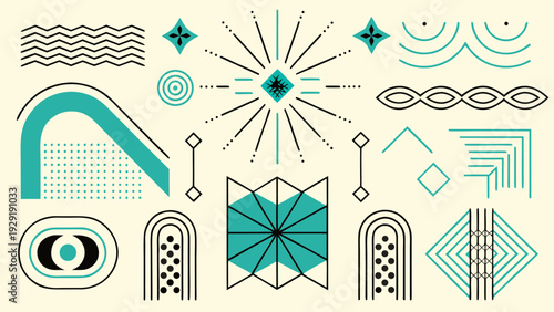 Geometric shapes and lines in modern art style