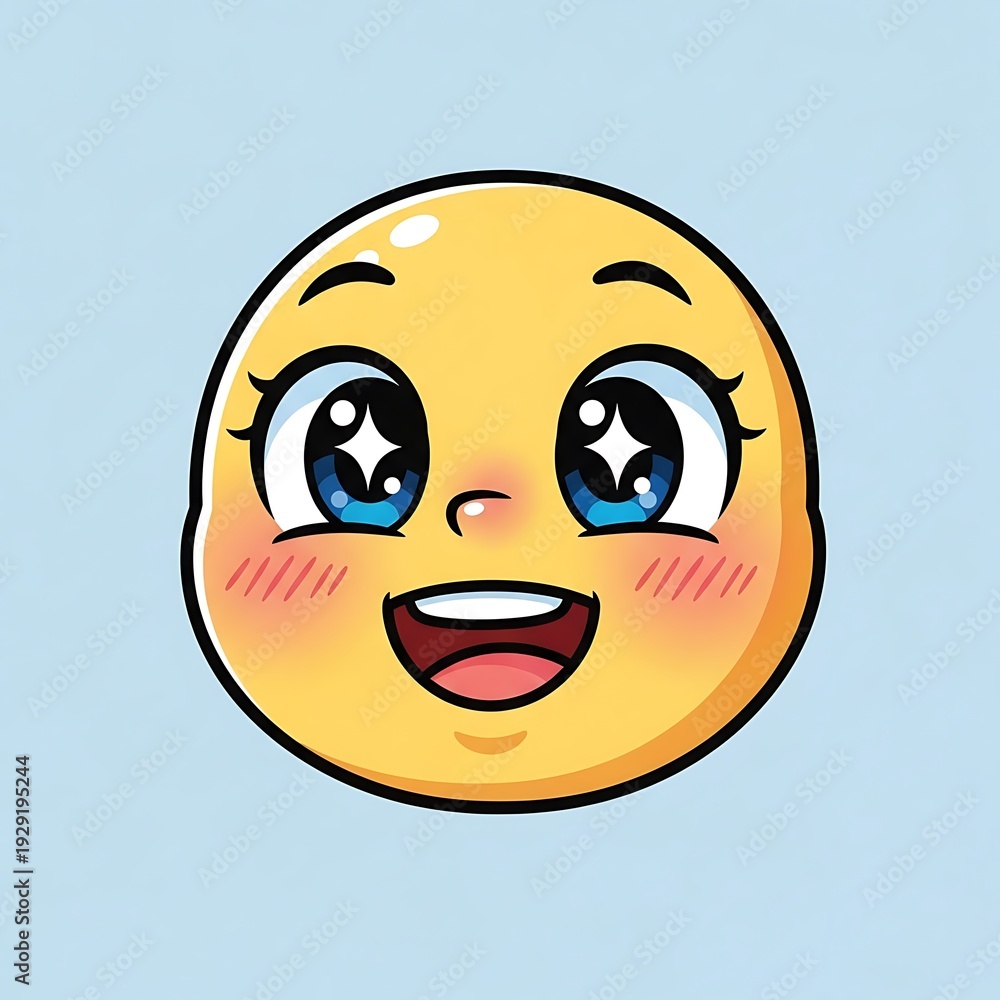 Fototapeta premium Smiling face emoticon with rosy cheeks.