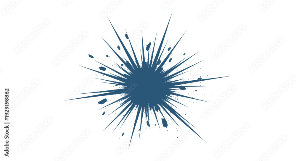 Obraz premium Dynamic Blue Explosion Burst Ink Splash Starburst Effect Grunge Vector Graphic Design