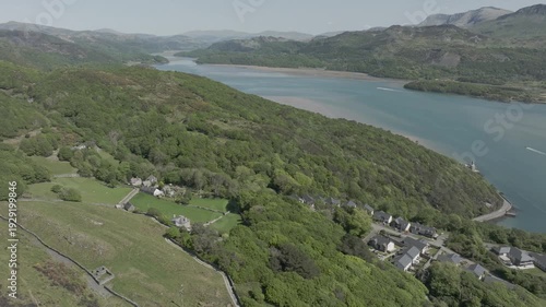 North West Wales Wooded Hills Mountains Estuary Barmouth Aerial View