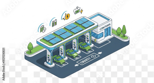 Sustainable electric vehicle charging station powered by solar energy.