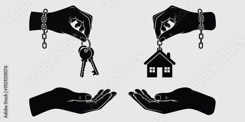 Hands holding keys and palms up symbolizing property transfer and ownership