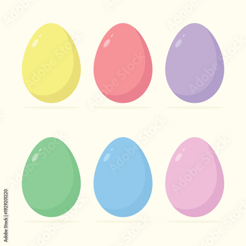 A set of colourful Easter eggs. Easter holiday elements. Happy Easter vector illustration.